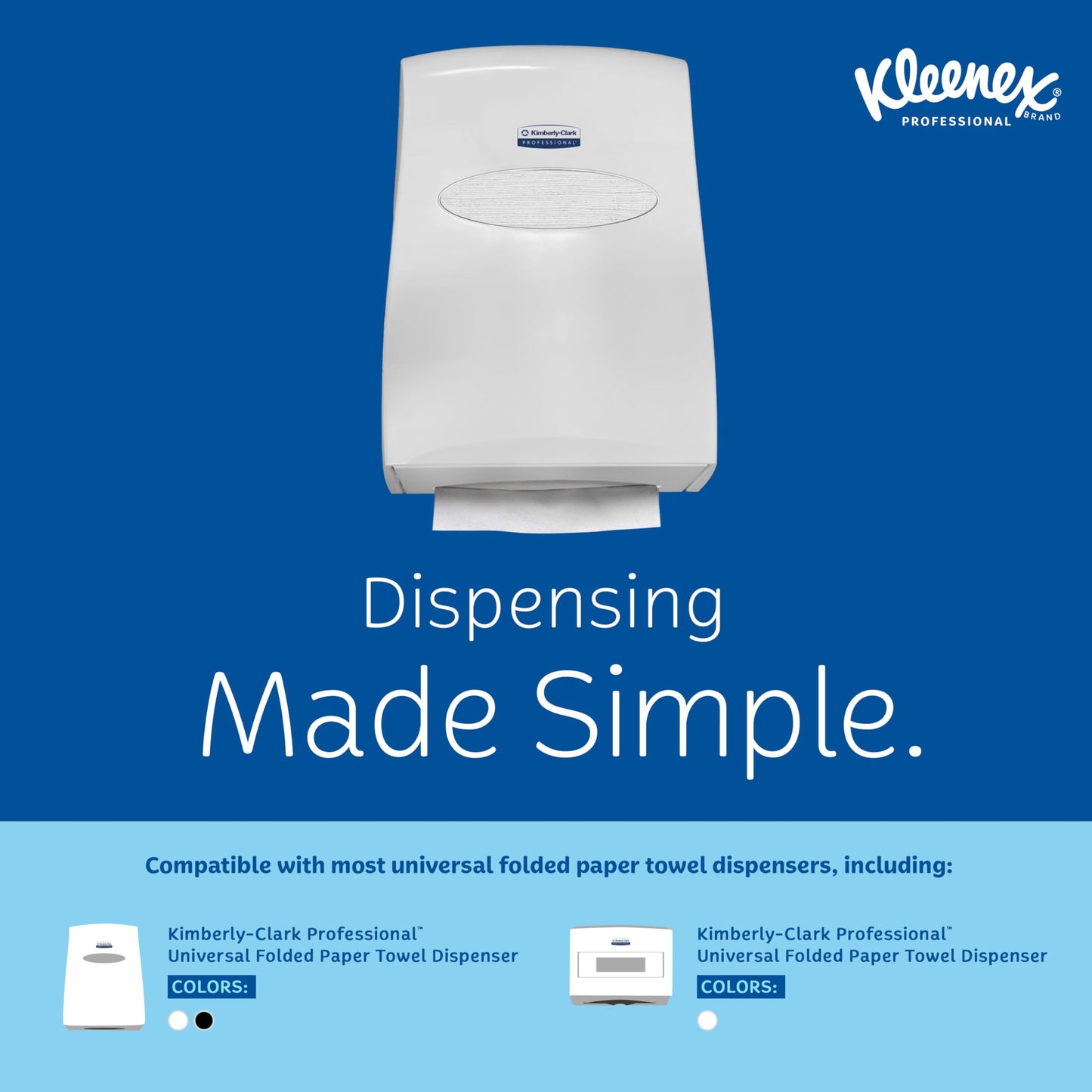 Kleenex Professional Universal Multifold Paper Towels, Bulk (02046), Absorbency Pockets, 9.2" x 9.4" Towel, White (150 Sheets/Pack, 8 Packs/Case, 1,200 Sheet Total) Kleenex