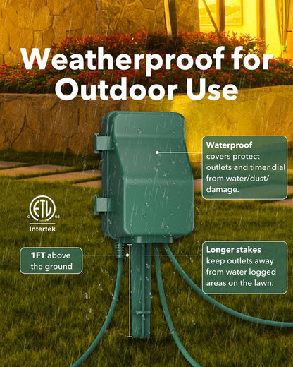 BN-LINK Outdoor Power Stake Timer, 6 Outlets, 8-Program Digital Timer 🍁 All In One Marketplace Canada