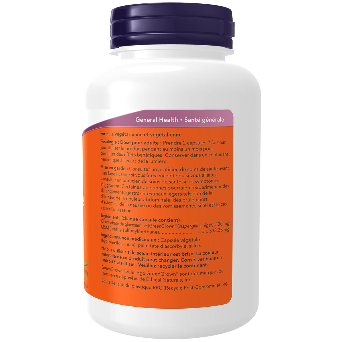 NOW Supplements, Glucosamine & MSM (GreenGrown Glucosamine), Vegetarian, 120 Veg Capsules