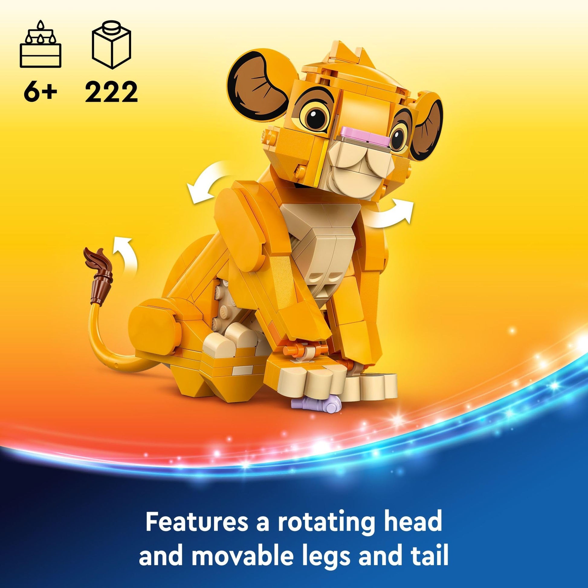 LEGO Disney Simba The Lion King Cub Buildable Disney Toy for Kids, Disney Collection, Lion King Movie Toy, Simba Toy Construction Playset Figure, Fun Gift for Girls and Boys Ages 6 and Up, 43243 LEGO