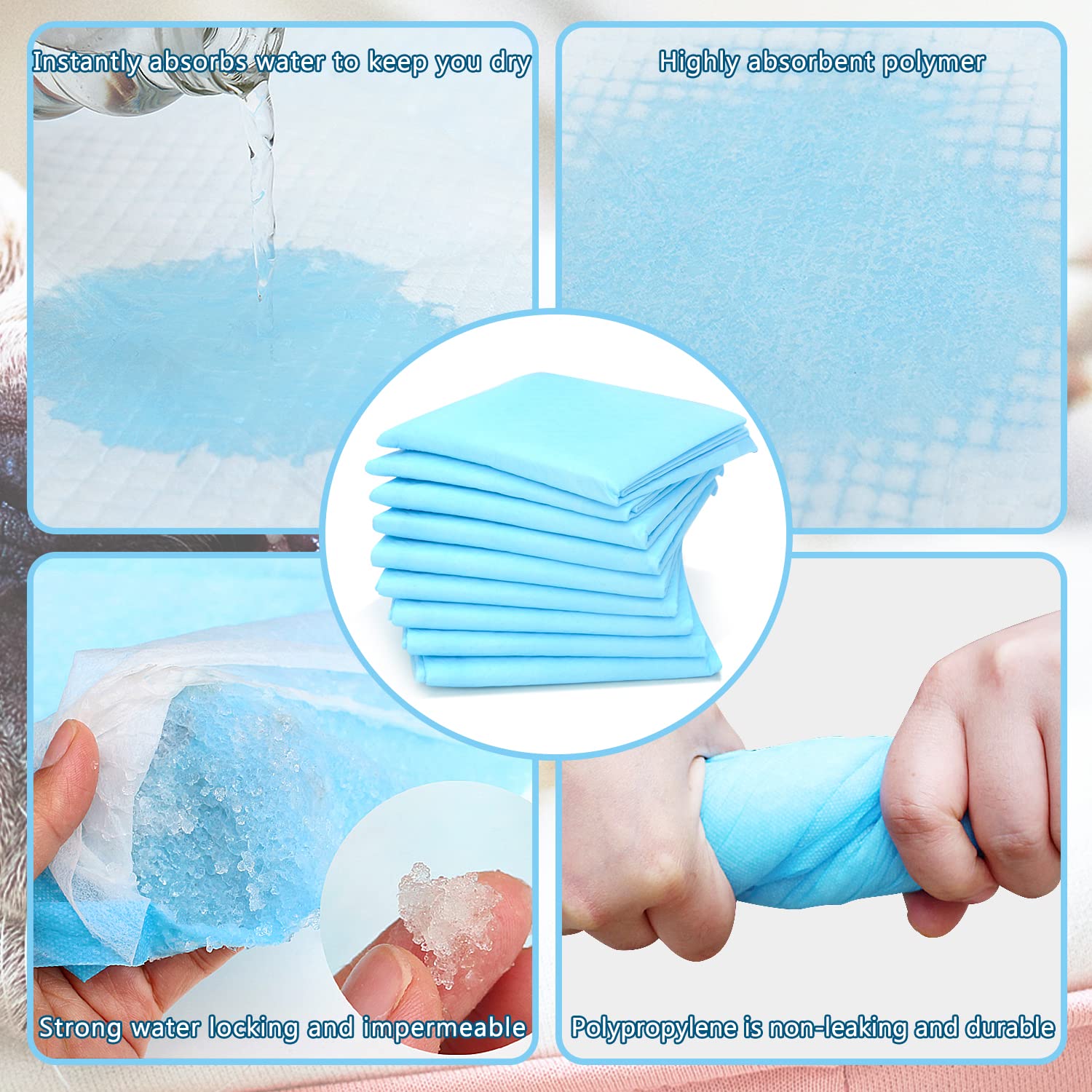 OBYFGILY 100 Pack Disposable Changing Pads, Portable Diaper Change Pad for Baby, Super Absorbent Leak-Proof Incontinence Bed Table Pee Mat for Travel and Home