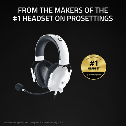 Razer BlackShark V2 X Gaming Headset for PC, 3.5mm Audio Jack, White