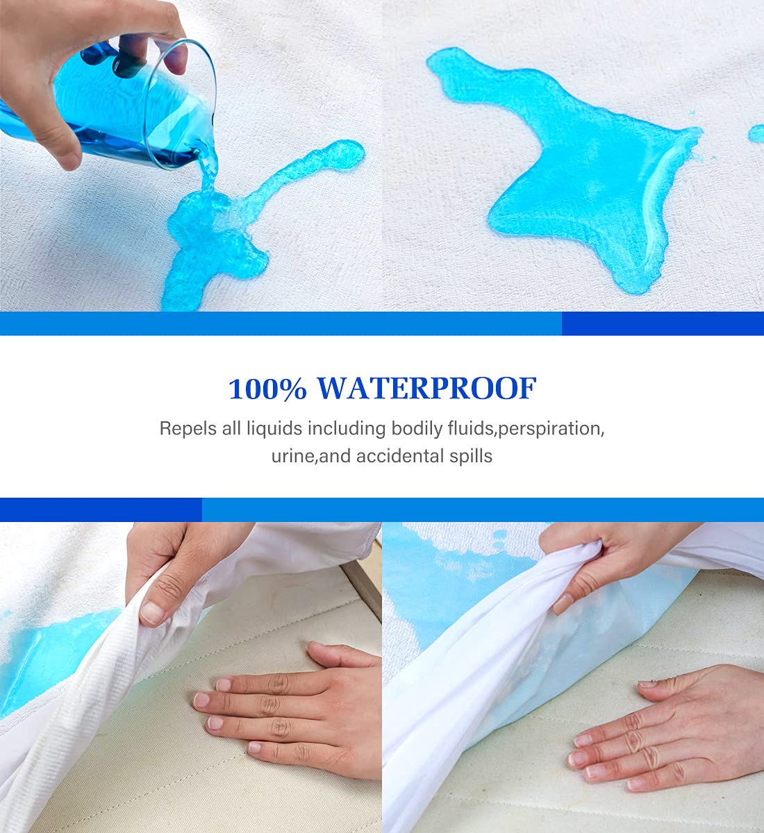 Twin Mattress Protector,Twin Mattress Cover Waterproof Mattress Protector Twin for Kids,Noiseless Soft Breathable Terry Twin Mattress Pad for Kids Pets Adults 39"x75"
