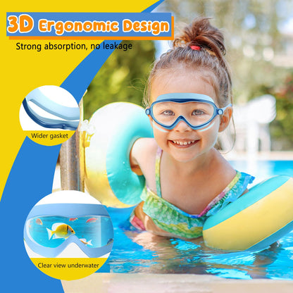 Kids Goggles Swimming, 2 Pack Kids Swimming Goggles for Age 4-14 Wide Vision Anti-Fog UV Protection Waterproof for Boys Girls