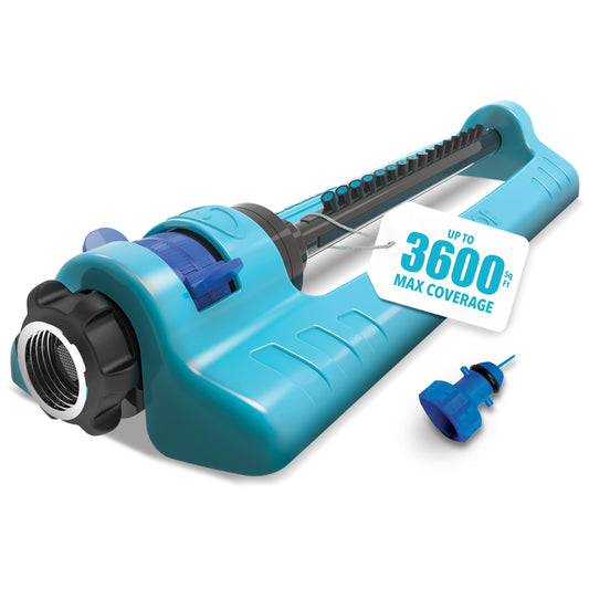 Aqua Joe SJI-OMS16 Indestructible Metal Base Oscillating Sprinkler with Adjustable Spray