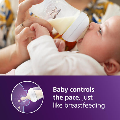 Philips Avent Natural Baby Bottles with Natural Response Nipples (Medium Flow, Flow 3), 9oz, 4-pack, SCY903/04