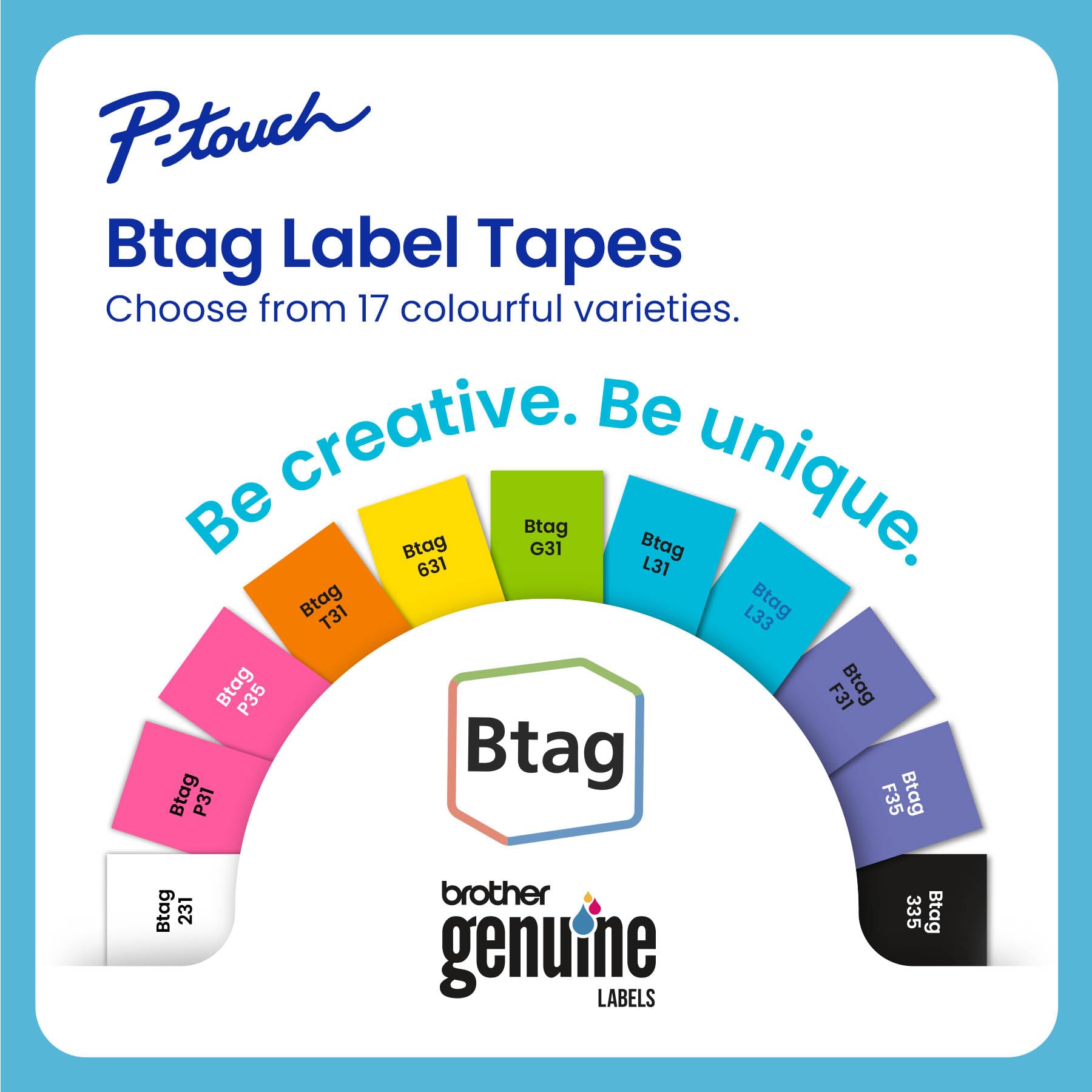 Brother p-Touch 12mm Label Maker Tape Genuine Btag- 3M01 P-Touch Label Tape for P-Touch PT-N10, PT-N20 and PT-N25BT, Btag Series, Non-Laminated, Clear and Black - Available at All In One Marketplace Canada