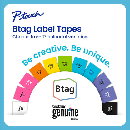 Brother p-Touch 12mm Label Maker Tape Genuine Btag- 3M01 P-Touch Label Tape for P-Touch PT-N10, PT-N20 and PT-N25BT, Btag Series, Non-Laminated, Clear and Black - Available at All In One Marketplace Canada