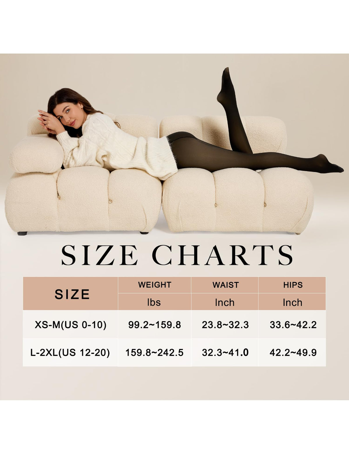 QOMEWA Plus Size Women's Fleece Lined Tights, Black Translucent Tights 🍁 All In One Marketplace Canada