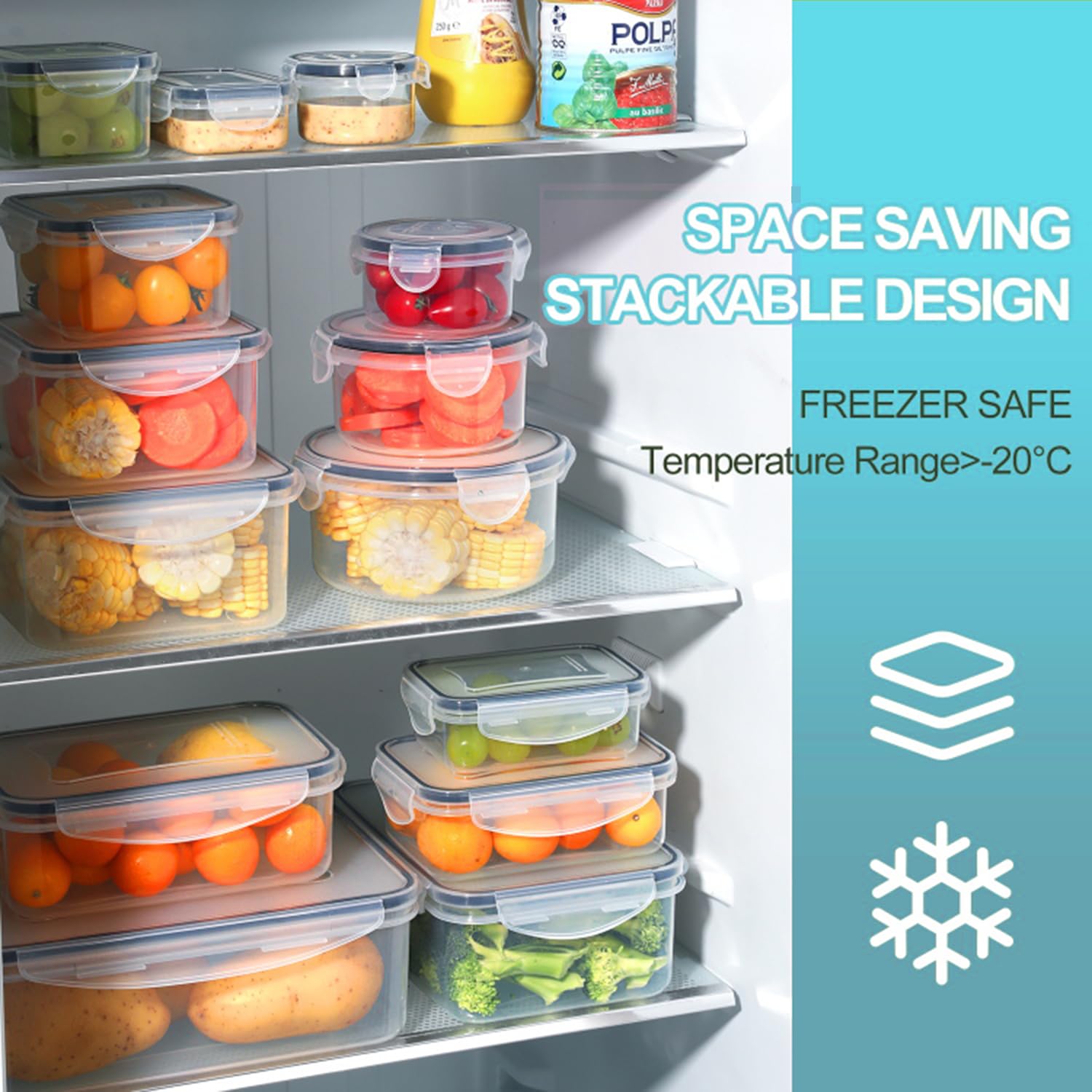 Pure Future 50-Piece Food Storage Containers Set (25-Pack) - Includes 2x JUMBO 2.5L (84oz) & 2x 1.5L Large Bins, Airtight Plastic Meal Prep Lunch Boxes with Lids, Microwave/Freezer Safe, BPA Free