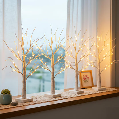 EAMBRITE Christmas Decorations, 4 Pack 2 FT Lighted Birch Tree, Christmas Tree Battery Operated with Timer, Gift Holder Tabletop Centerpiece for Home Decor 🍁 All In One Marketplace Canada