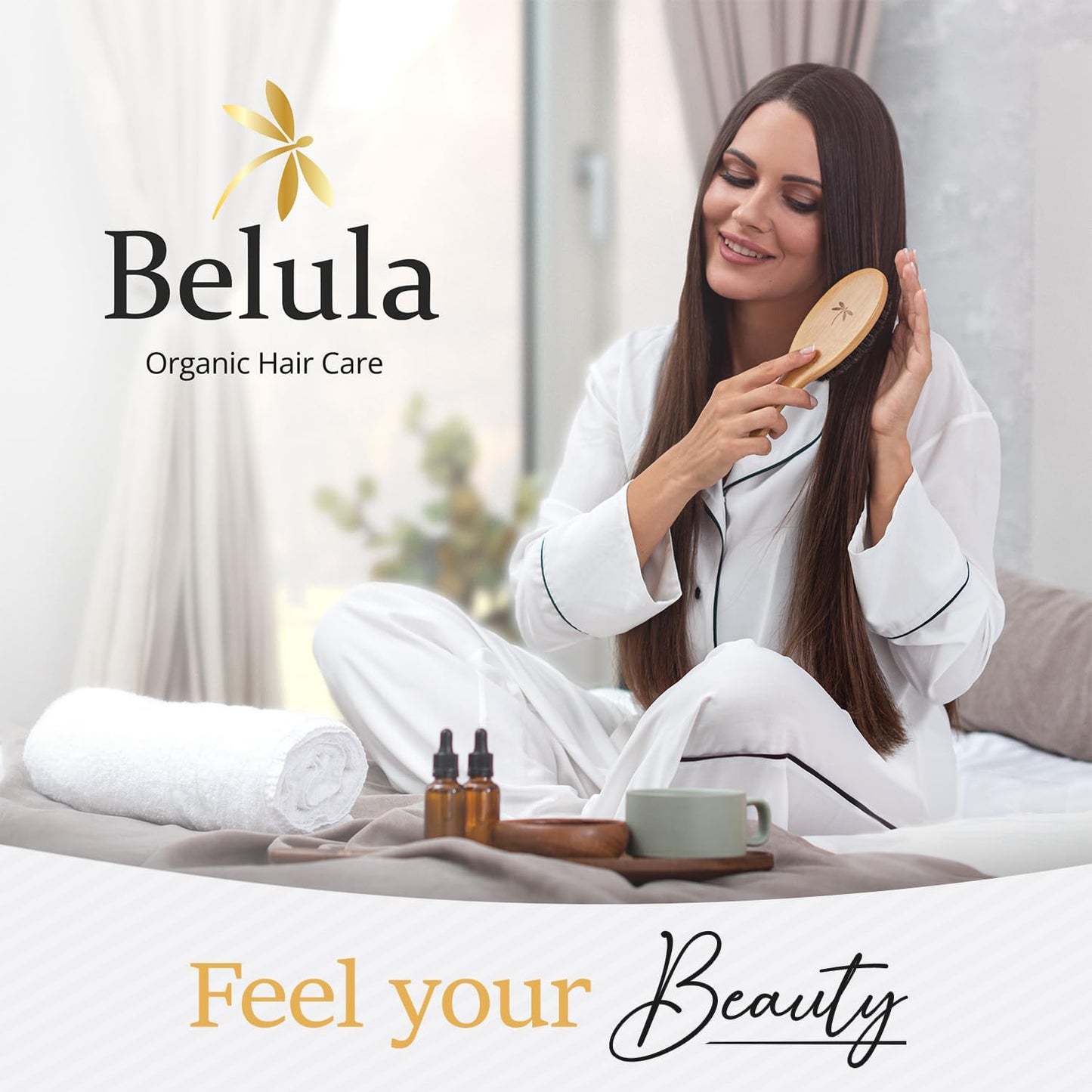 Belula 100% Boar Bristle Hair Brush Set (Medium). Soft Natural Bristles for Thin and Fine Hair. Restore Shine And Texture. Wooden Comb, Travel Bag and Spa Headband Included! - Available at All In One Marketplace Canada