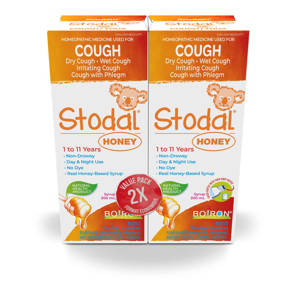 Boiron Stodal Children's Honey Cough Syrup, Twin Pack 2x200ml