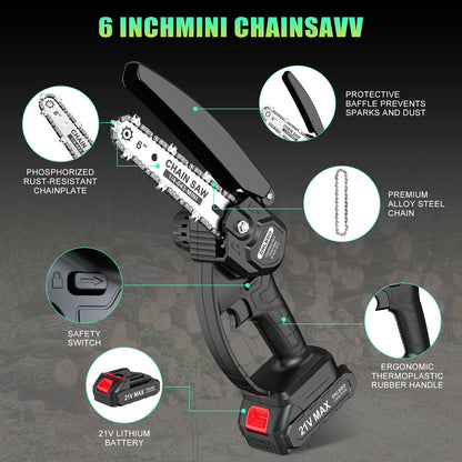 Mini Chainsaw Cordless, 6 inch Electric Chain Saw, with Power Display for Wood/Tree Cutting, Garden & Household Use Stocking Holiday Gifts for Men 🍁 All In One Marketplace Canada