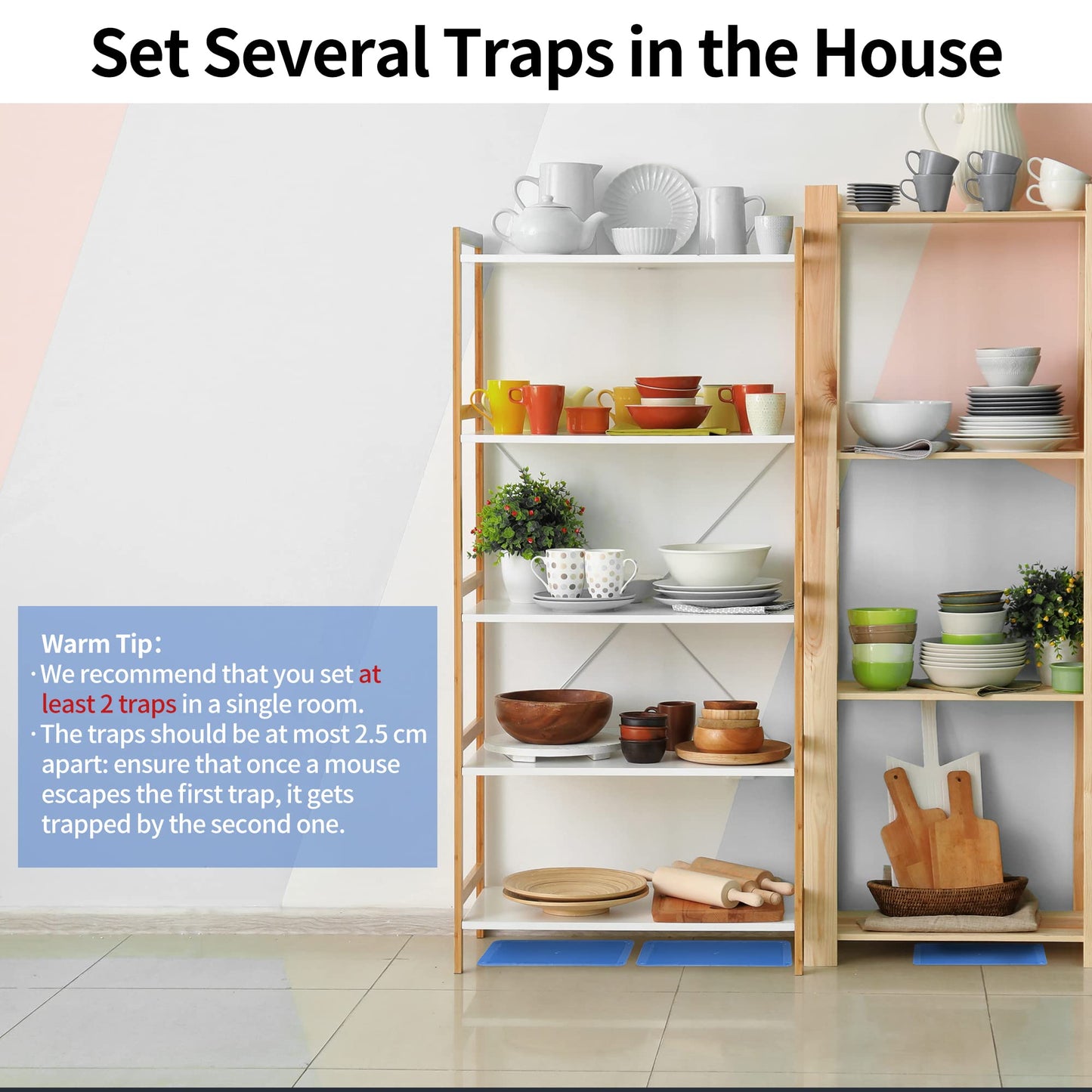 LULUCATCH Mouse Glue Traps 12 Pack, Larger & Heavier Plastic Sticky Glue Traps with Extra-Strong Adhesive for Mice, Rats, Sticky Mouse Trap for Indoor Use, Easy to Set.