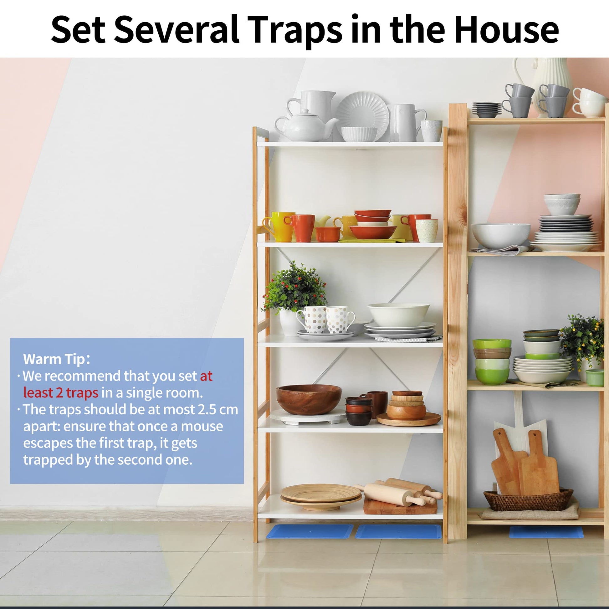 LULUCATCH Mouse Glue Traps 12 Pack, Larger & Heavier Plastic Sticky Glue Traps with Extra-Strong Adhesive for Mice, Rats, Sticky Mouse Trap for Indoor Use, Easy to Set.