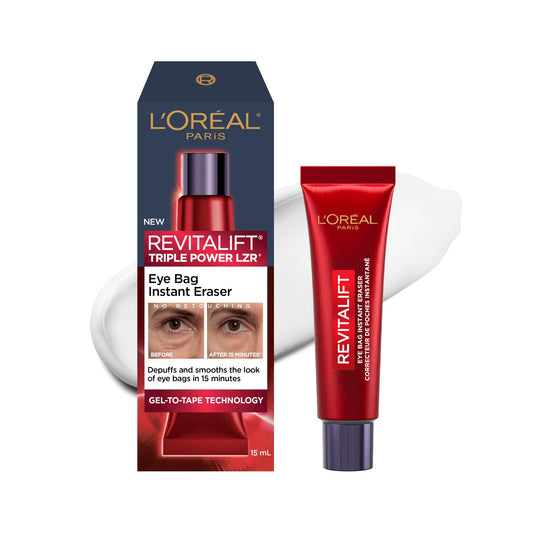 L'Oréal Paris Revitalift Triple Power LZR Instant Eraser Eye Cream, Under Eye Cream for Puffiness and Wrinkles, Anti Aging, Needle-Free Procedure Alternative, 15 mL
