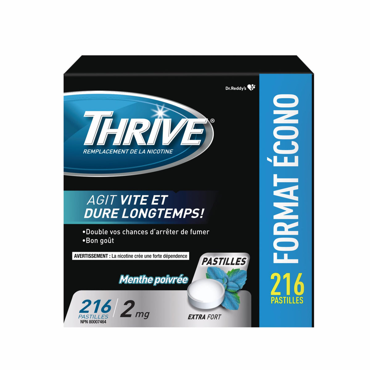 Thrive Nicotine Replacement Lozenges, 2mg Extra Strength, Peppermint, 216 Count 🍁 All In One Marketplace Canada