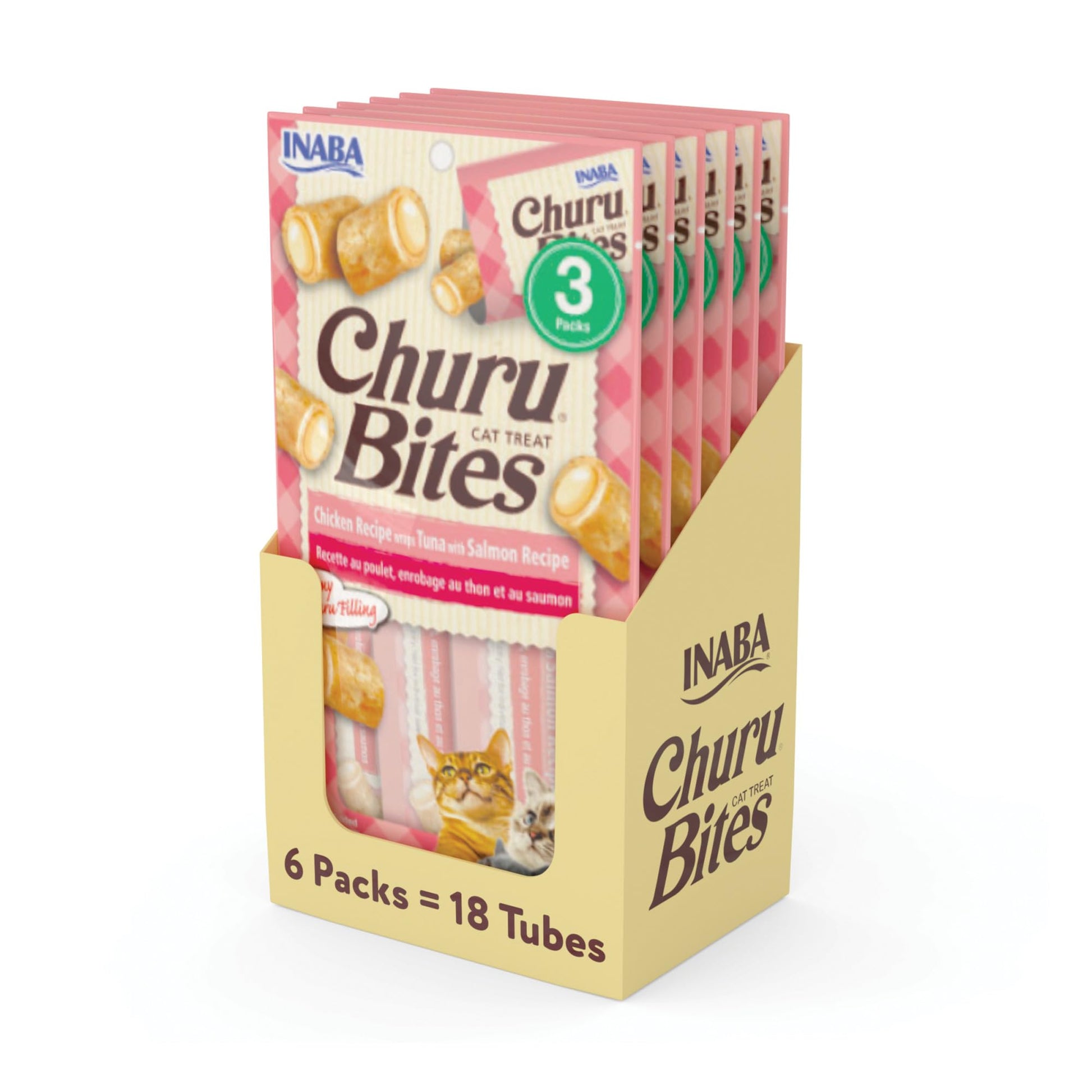 INABA Churu Bites Soft & Chewy Cat Treats, Tuna Salmon, 18ct INABA