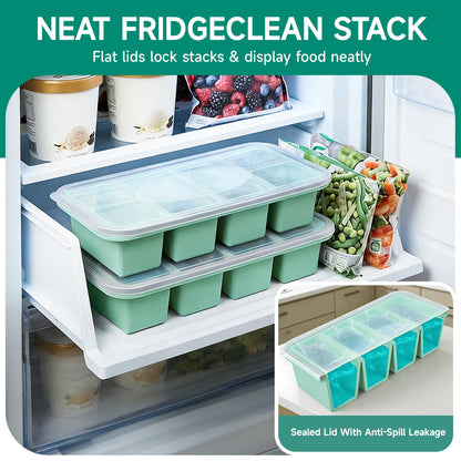 Tvmania 2-Pack Silicone Freezer Trays with Lids, 1 Cup, 4-Compartment 🍁 All In One Marketplace Canada