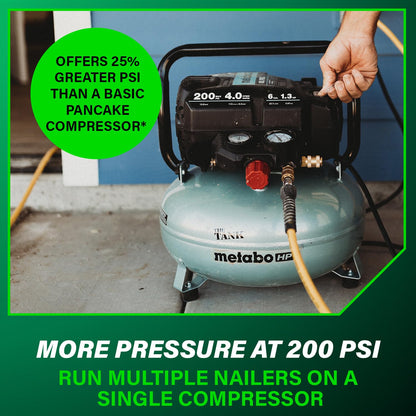 Metabo HPT Air Compressor, THE Tank, Portable Pancake Air Compressor 200 PSI, 6 Gallon Tank, Versatile for Use with Framing, Siding, Finish, Brad or Roofing Nailers, EC914S Metabo HPT