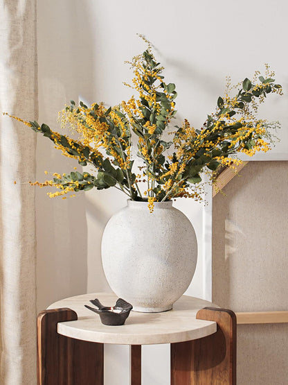 Large White Ceramic Vase - 9.8 Inch Rustic Farmhouse Vase for Home Decor, Minimalist Tall Vases for Living Room, Table, Bathroom, Holiday & Weddings (Sandstone White) 🍁 All In One Marketplace Canada