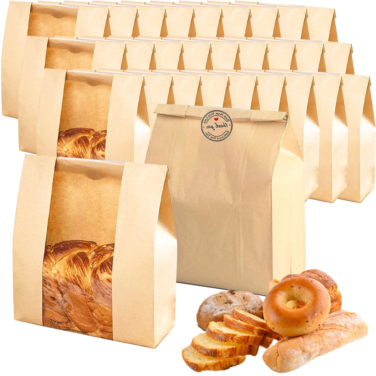 200 pack Bread Bags for Homemade Bread with Clear Window & Label Stickers 🍁 All In One Marketplace Canada