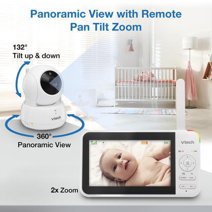VTech VM924 Pan & Tilt Video Baby Monitor, 5" LCD Screen, Up to 17 Hrs Video Battery Life, Plug & Play, 1.33x Zoom, Night Vision, Up to 1000ft Range, Soothing Sounds, 2-Way Talk, Secured Transmission 🍁 All In One Marketplace Canada