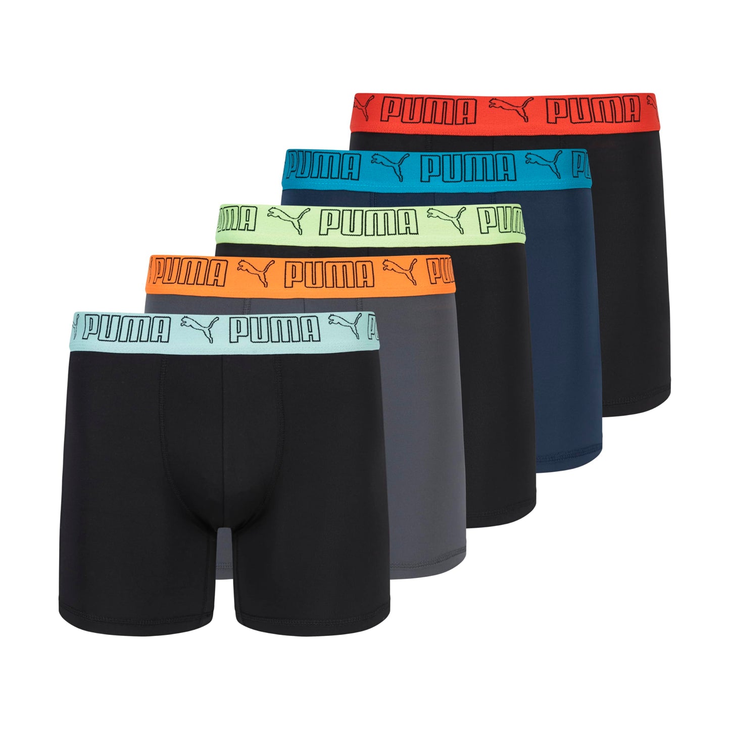 Puma Mens 5 Pack Performance Boxer Briefs, Black/Grey/Navy/Bright, Medium 🍁 All In One Marketplace Canada
