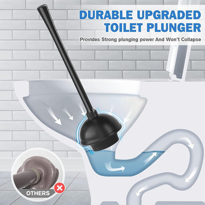 Toilet Plunger and Brush with Holder, Bowl Brush and Heavy Duty Toilet Plunger Set for 5.7-inch Toilet Drain, 2-in-1 Bathroom Cleaning Combo with Modern Caddy Stand (Black) - Available at All In One Marketplace Canada