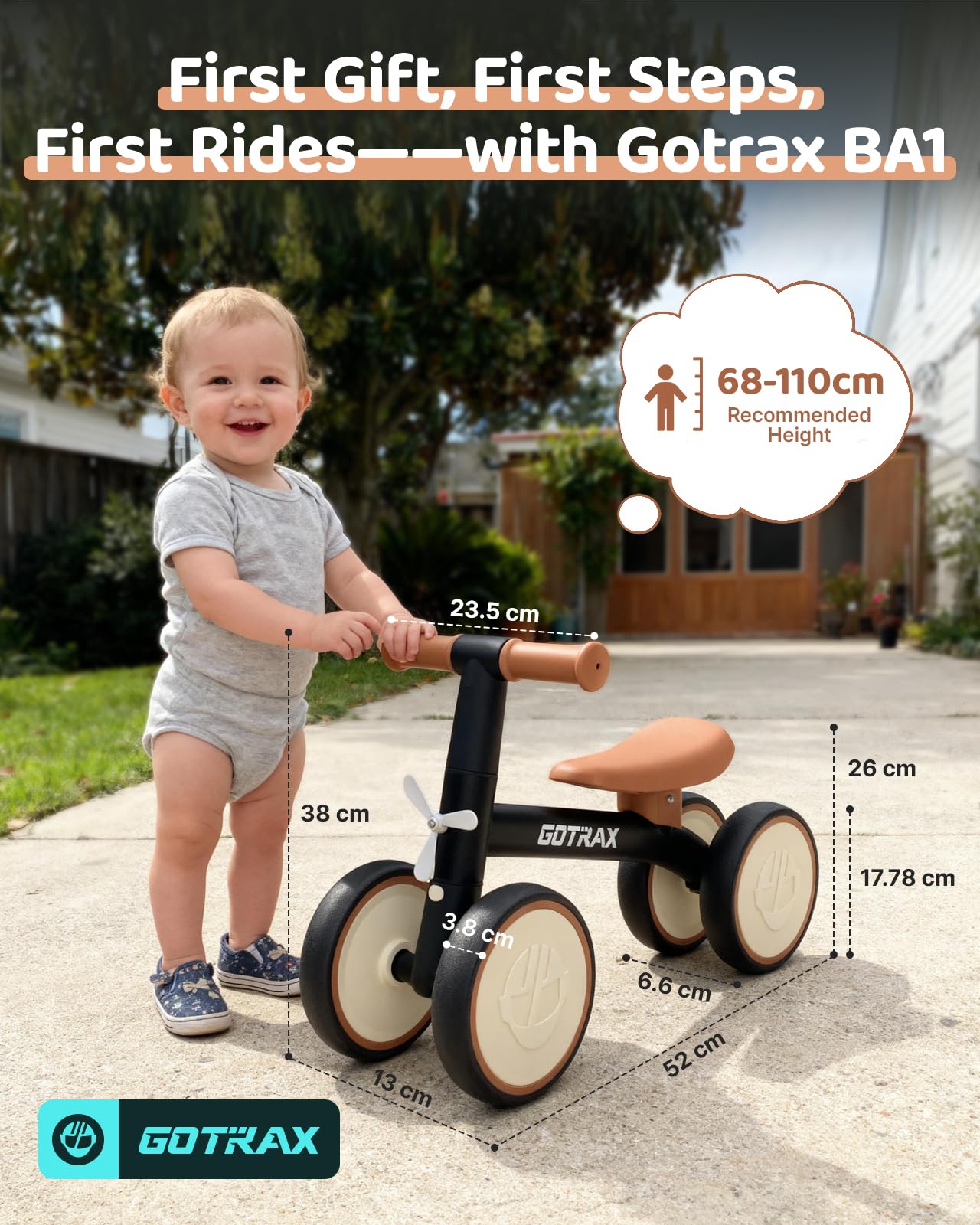 Gotrax Baby Balance Bike, 7" Silent Wheels, First Gift for Toddlers 1-2 Gotrax