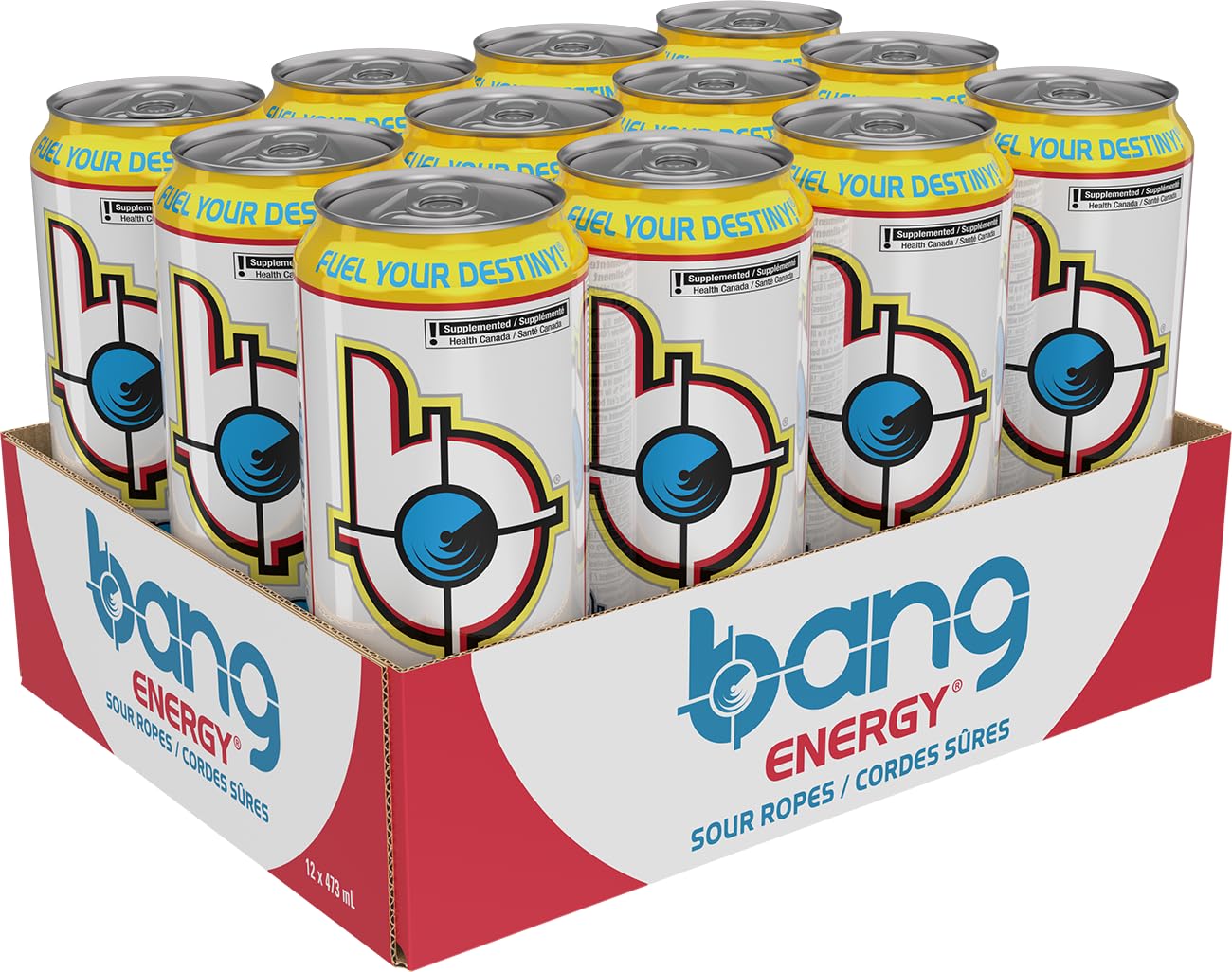 Bang Energy, Sour Ropes, 473mL (12 Pack) - Zero Sugar, Zero Calorie Energy Drink VPX Bang