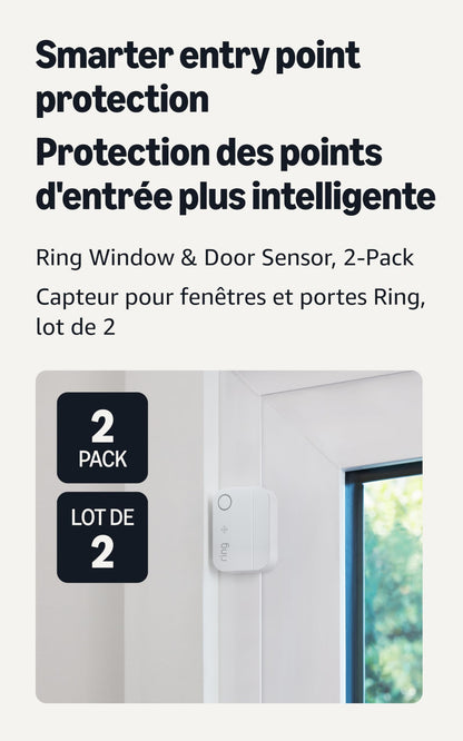 Ring Sensors: Window & Door Sensor (newest model) 2-pack – Instant notifications, on Amazon Sidewalk, Pro Monitoring available (sold separately)