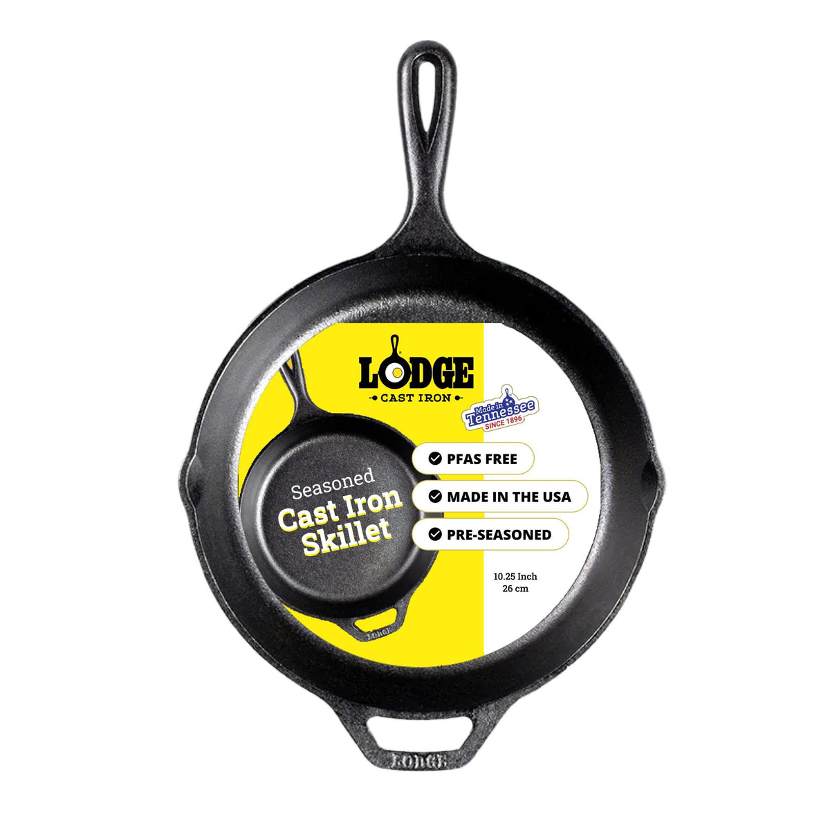 Lodge Cast Iron Skillet, Pre-Seasoned and Ready for Stove Top or Oven Use, 10.25", Black