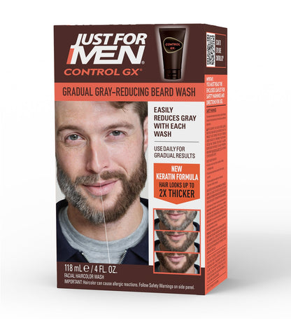 JUST FOR MEN Control GX Beard Wash, Gradually Reduces Grey (118 mL)