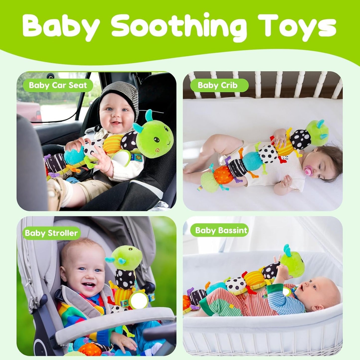 Baby Toys 0-3-6-12 Months, New Born Baby Boy Girl Gifts, Tummy Time Toys with Baby Mirror Teething Rattles Crinkle Music Sensory Toys for Newborn Babies Essentials 0 3 6 9 12 Month