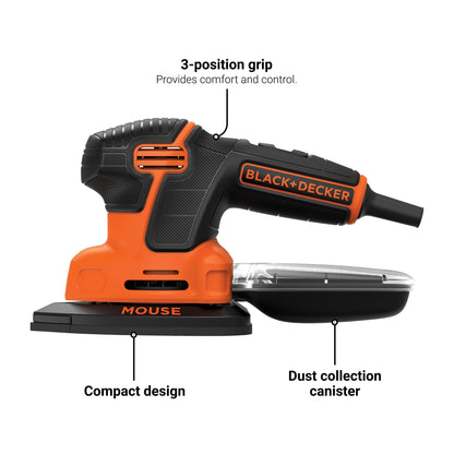 BLACK+DECKER MOUSE 1.2 Amp Electric Detail Sander (BDEMS600) - Available at All In One Marketplace Canada