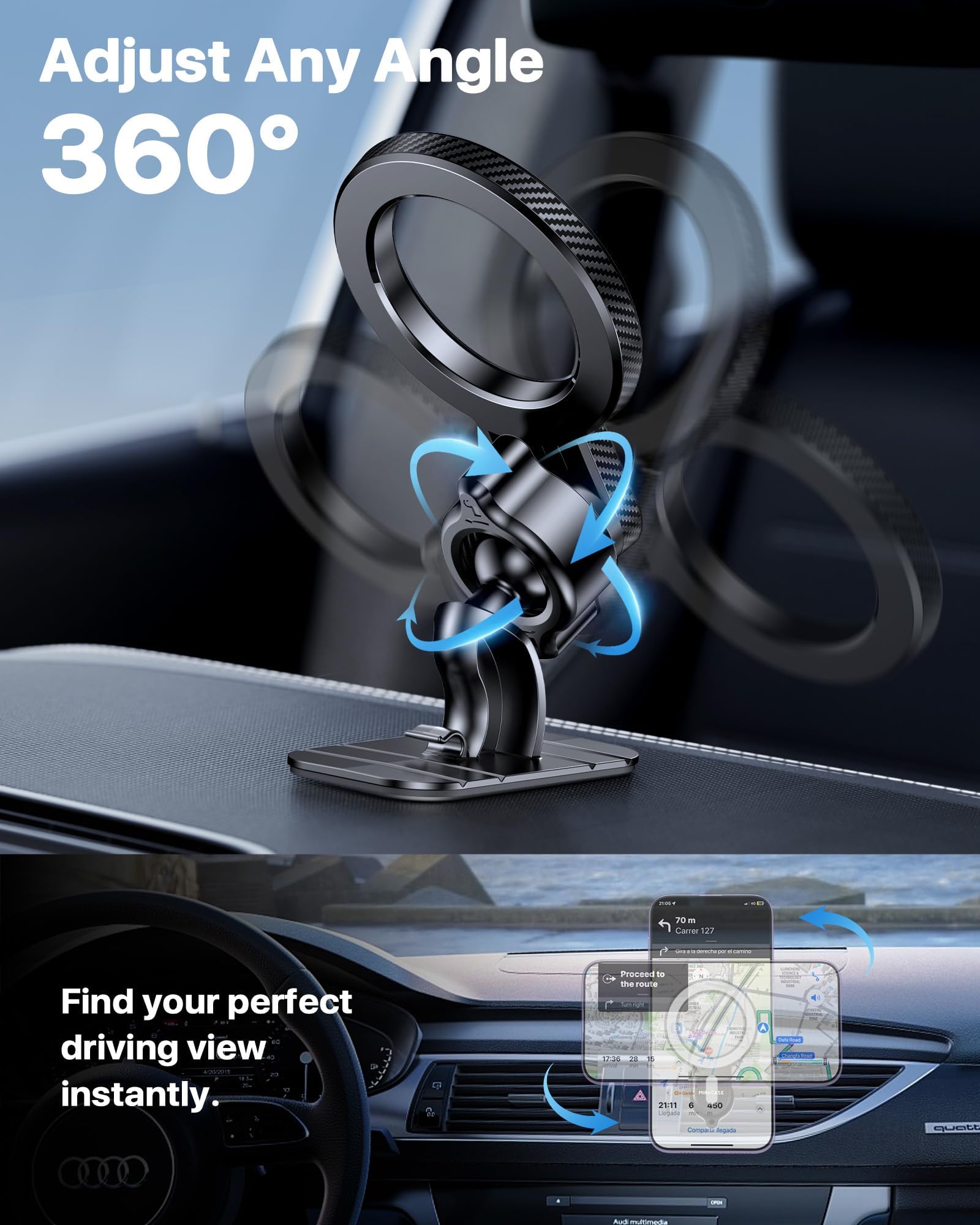 Miracase for MagSafe Car Mount【Won’t Block Vent &20 Strongest Magnets】 Magnetic Phone Holder for Car Phone Holder Mount Dash for Car Accessories for Women Men for iPhone 17 Pro Max Air 16 15 14 13 12 - Available at All In One Marketplace Canada