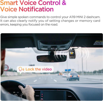 VIOFO Dash Cam Front A119 Mini 2, STARVIS 2 Sensor, 2K 60fps/HDR 30fps Voice Control Car Dash Camera with 5GHz Wi-Fi GPS, Night Vision 2.0, 24H Parking Mode, Supercapacitor (SD Card Not Included) - Available at All In One Marketplace Canada