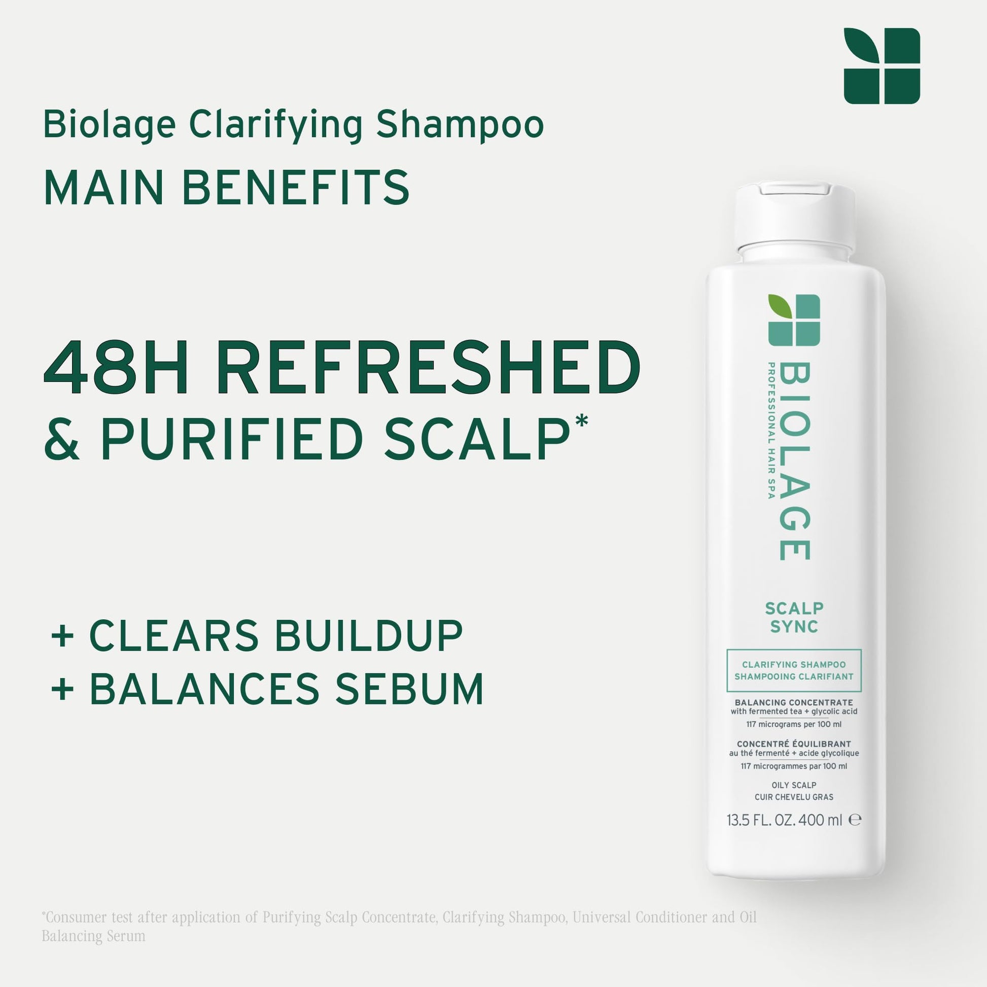 Biolage Clarifying Shampoo, Scalp Sync, Removes Residue, Buildup and Excess Oil, For Oily Hair & Scalp, Gently Exfoliates With Glycolic Acid, Paraben and Silicone Free, Vegan, Cruelty Free - Available at All In One Marketplace Canada