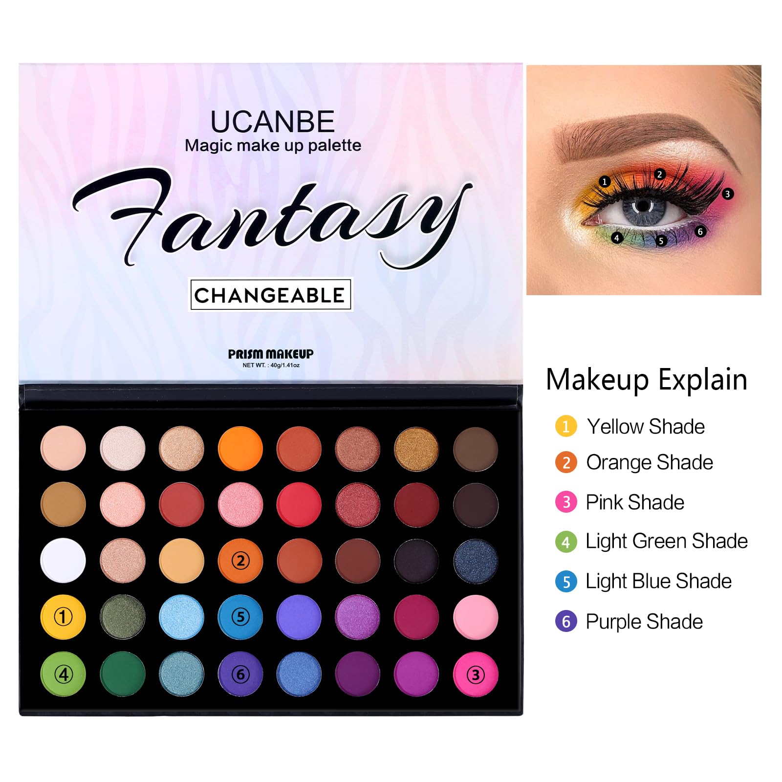 UCANBE Highly Pigmented Eye Makeup Palette, Matte Shimmer Metallic Eyeshadow Pallet Long Lasting Blendable Natural Colors Make Up Eye Shadows Cosmetics Gift Kit - Available at All In One Marketplace Canada