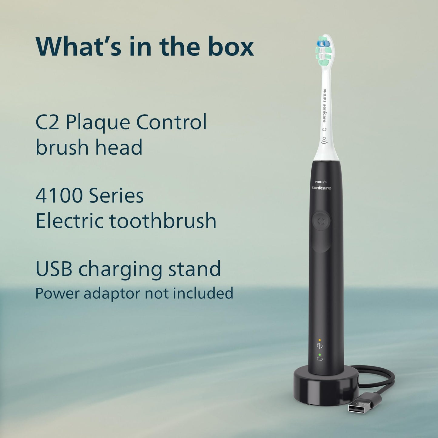 Philips Sonicare 4100 Power Toothbrush, Rechargeable Electric Toothbrush with Pressure Sensor, Black HX3681/24