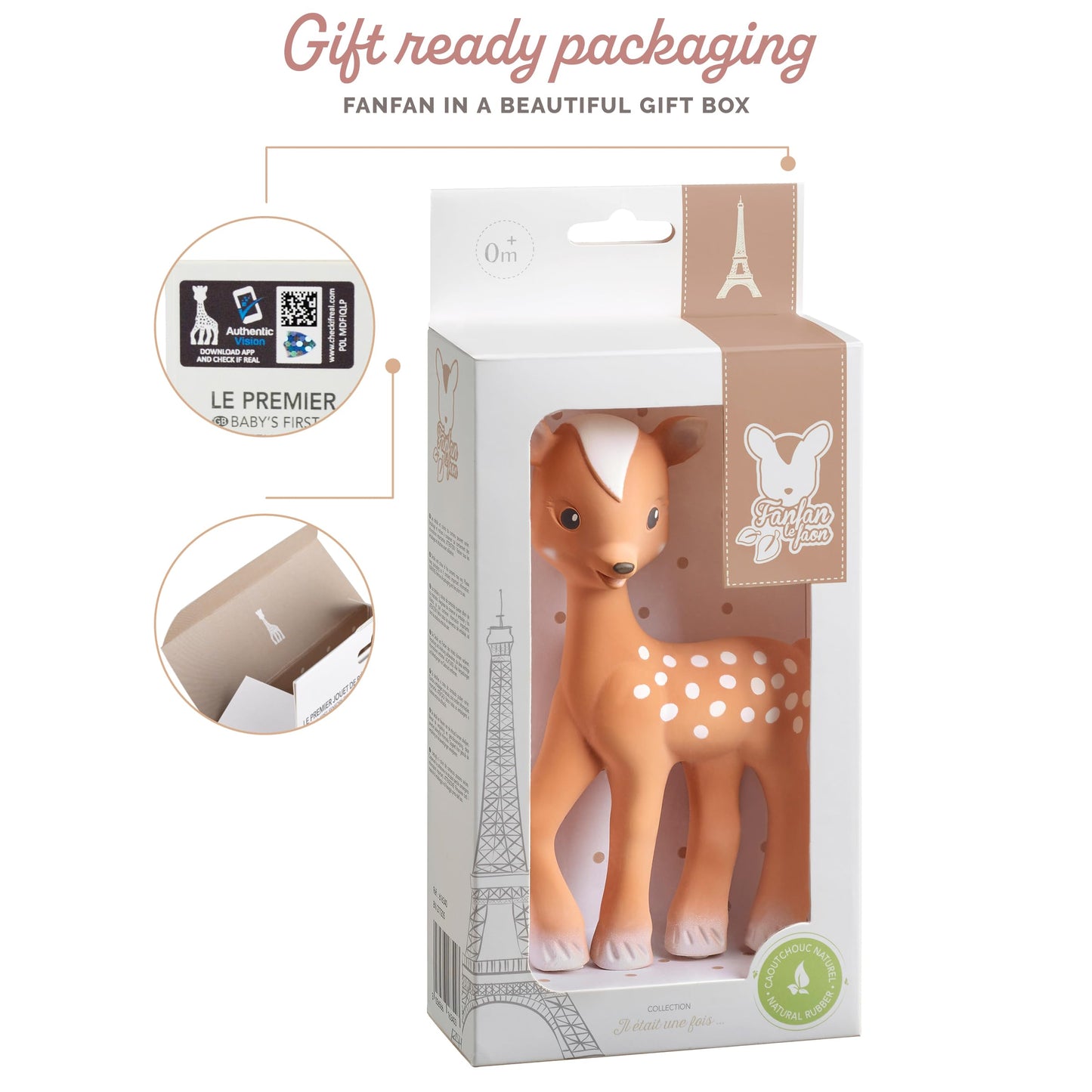 Fanfan The Fawn - Sophie la girafe's New Friend - Soft Natural Rubber - BPA-Free Teething Toy for Babies from Birth Sophie la girafe