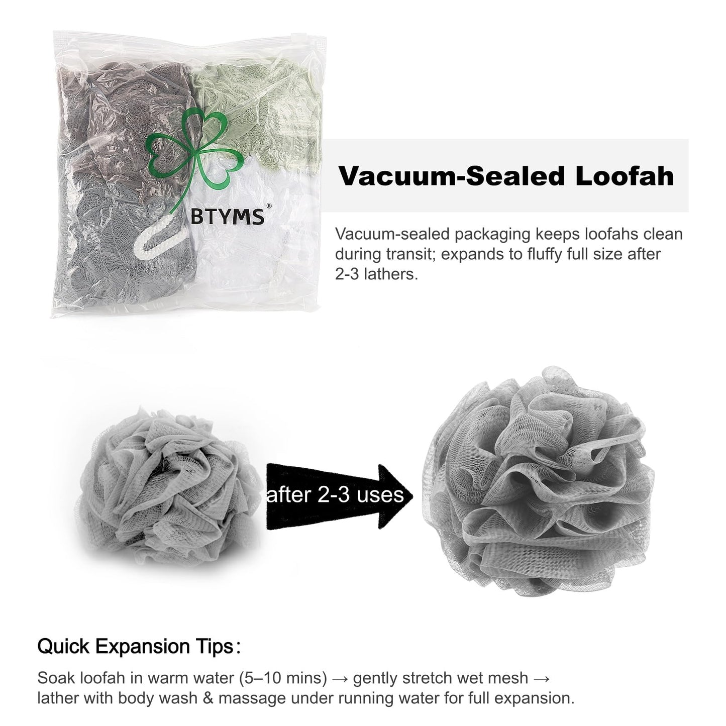 BTYMS Bath Sponge Shower Loofahs 60g Mesh Pouf Bath Scrunchies Body Wash Puff Shower Puff - Pack of 4 - Available at All In One Marketplace Canada