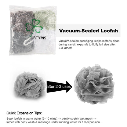 BTYMS Bath Sponge Shower Loofahs 60g Mesh Pouf Bath Scrunchies Body Wash Puff Shower Puff - Pack of 4 - Available at All In One Marketplace Canada