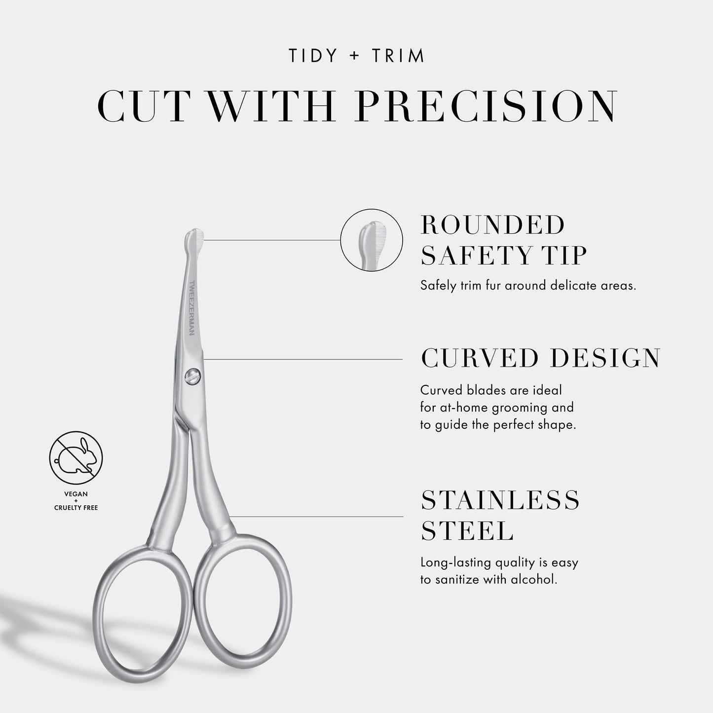 Tweezerman Dog and Cat Stainless Steel Safety Tip Grooming Scissors Tweezerman