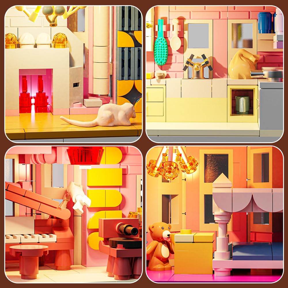 Voxifyx 1349PCS Pink Palace Building Set, Halloween Haunted House Blocks Toy, with Lights Christmas for Teens Girls 12+ ，Halloween House Kit for Kids Adults 🍁 All In One Marketplace Canada