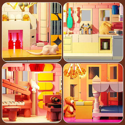 Voxifyx 1349PCS Pink Palace Building Set, Halloween Haunted House Blocks Toy, with Lights Christmas for Teens Girls 12+ ，Halloween House Kit for Kids Adults 🍁 All In One Marketplace Canada