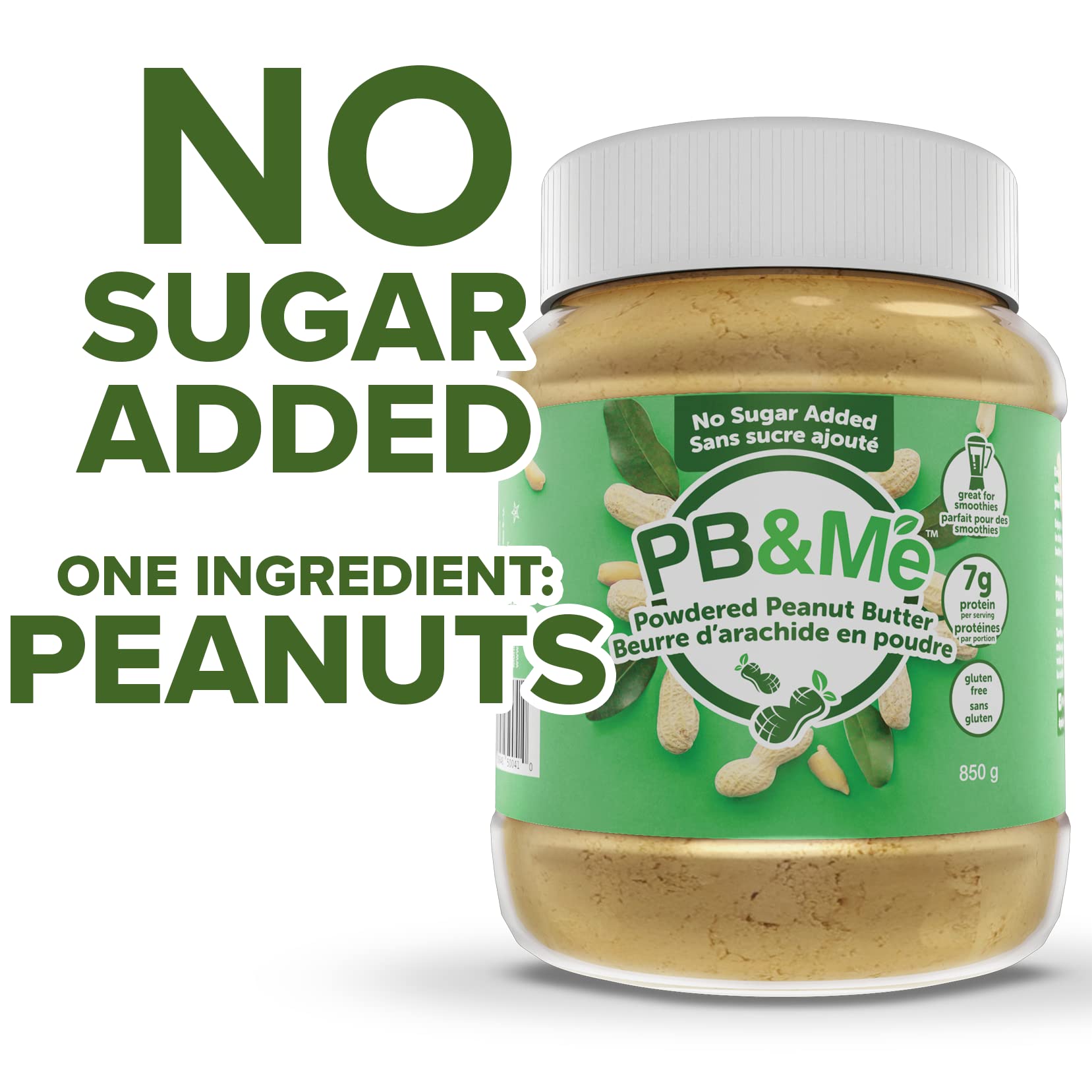 PB&Me Sugar Free Peanut Butter Powder - Powdered Peanut Butter No Sugar for Low Calorie Snacks, Peanut Butter Powder Protein for Smoothies, Low Carb Peanut Powder Protein Snack, 2lbs Jar (1-Pack) - Available at All In One Marketplace Canada