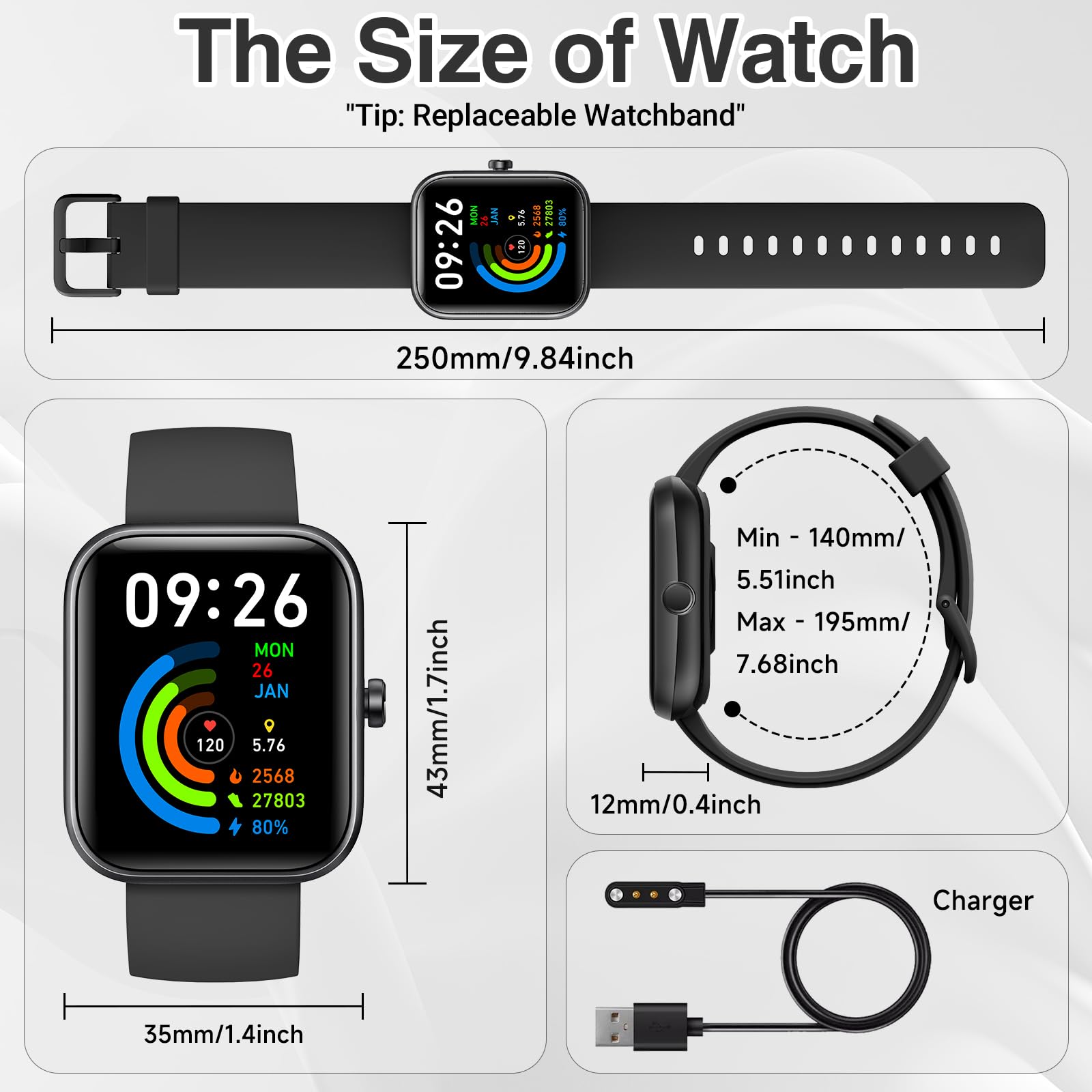 Smart Watch for Men Women with Bluetooth Call,Alexa Built-in Smartwatch,1.83"DIY Dial Fitness Watch with Sleep Heart Rate SpO2 Monitor,100+ Sport Mode,IP68 Waterproof Watch Compatible with Android iOS - Available at All In One Marketplace Canada